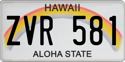 HI license plate ZVR581