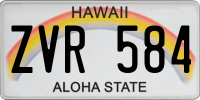 HI license plate ZVR584