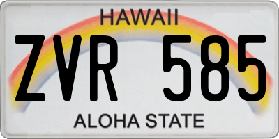 HI license plate ZVR585