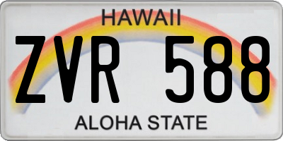 HI license plate ZVR588
