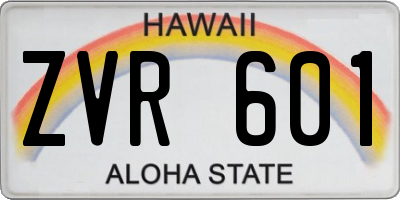HI license plate ZVR601