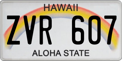 HI license plate ZVR607