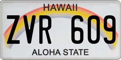 HI license plate ZVR609