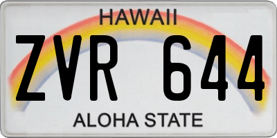 HI license plate ZVR644
