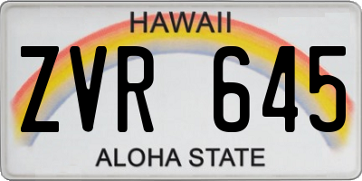 HI license plate ZVR645