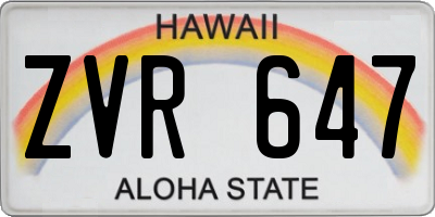 HI license plate ZVR647