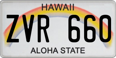 HI license plate ZVR660