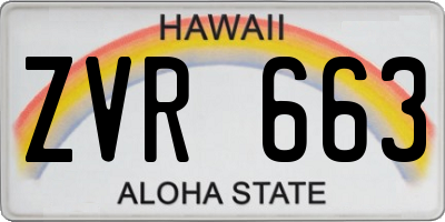 HI license plate ZVR663