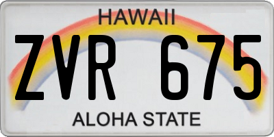 HI license plate ZVR675