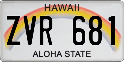 HI license plate ZVR681