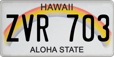 HI license plate ZVR703