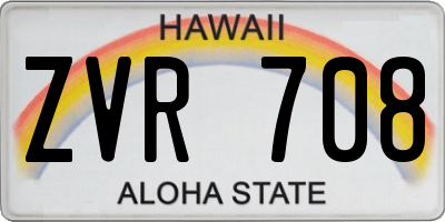 HI license plate ZVR708