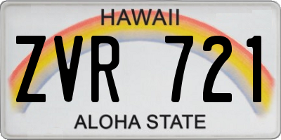 HI license plate ZVR721