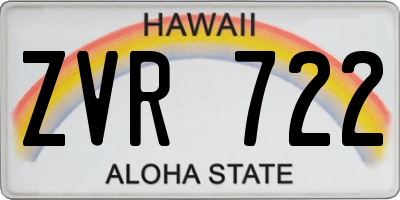 HI license plate ZVR722