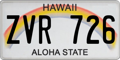 HI license plate ZVR726