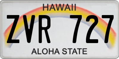 HI license plate ZVR727