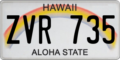 HI license plate ZVR735