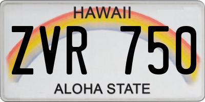 HI license plate ZVR750
