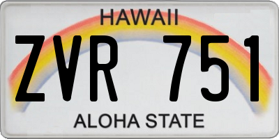 HI license plate ZVR751