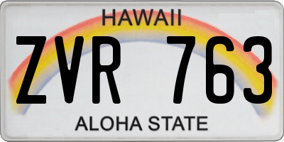 HI license plate ZVR763