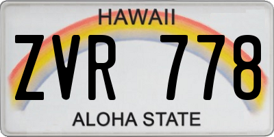 HI license plate ZVR778