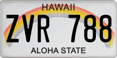 HI license plate ZVR788