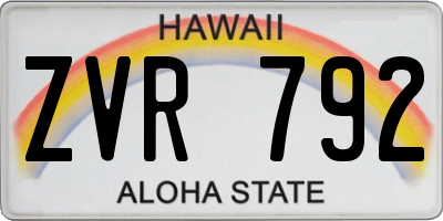 HI license plate ZVR792