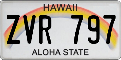 HI license plate ZVR797