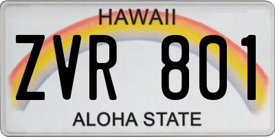HI license plate ZVR801