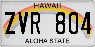 HI license plate ZVR804
