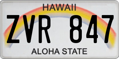 HI license plate ZVR847