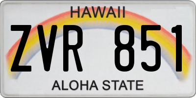 HI license plate ZVR851