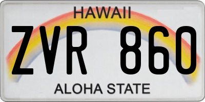 HI license plate ZVR860