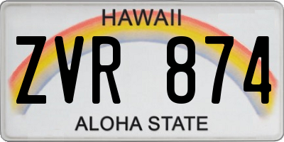 HI license plate ZVR874