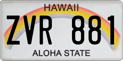 HI license plate ZVR881