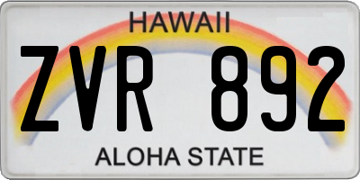 HI license plate ZVR892