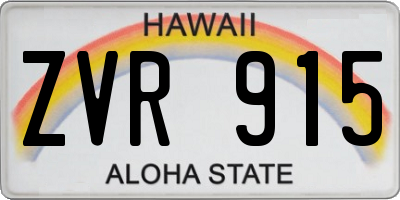 HI license plate ZVR915