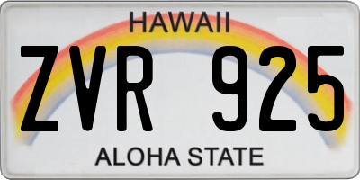HI license plate ZVR925