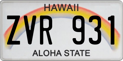 HI license plate ZVR931