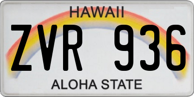 HI license plate ZVR936