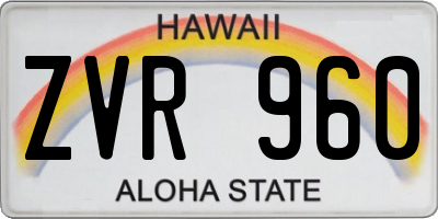 HI license plate ZVR960