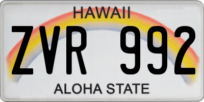 HI license plate ZVR992