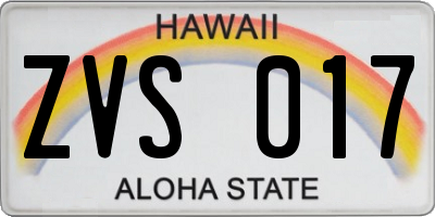 HI license plate ZVS017