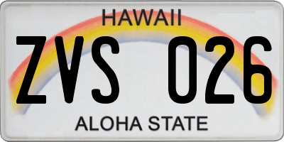 HI license plate ZVS026