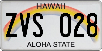 HI license plate ZVS028