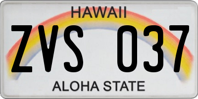 HI license plate ZVS037