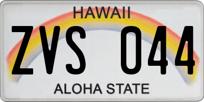 HI license plate ZVS044