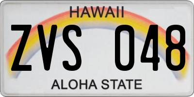 HI license plate ZVS048