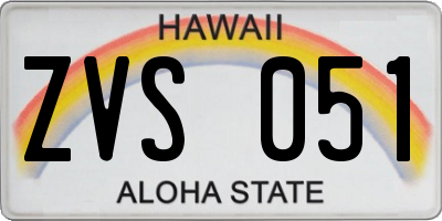 HI license plate ZVS051