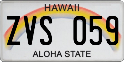 HI license plate ZVS059